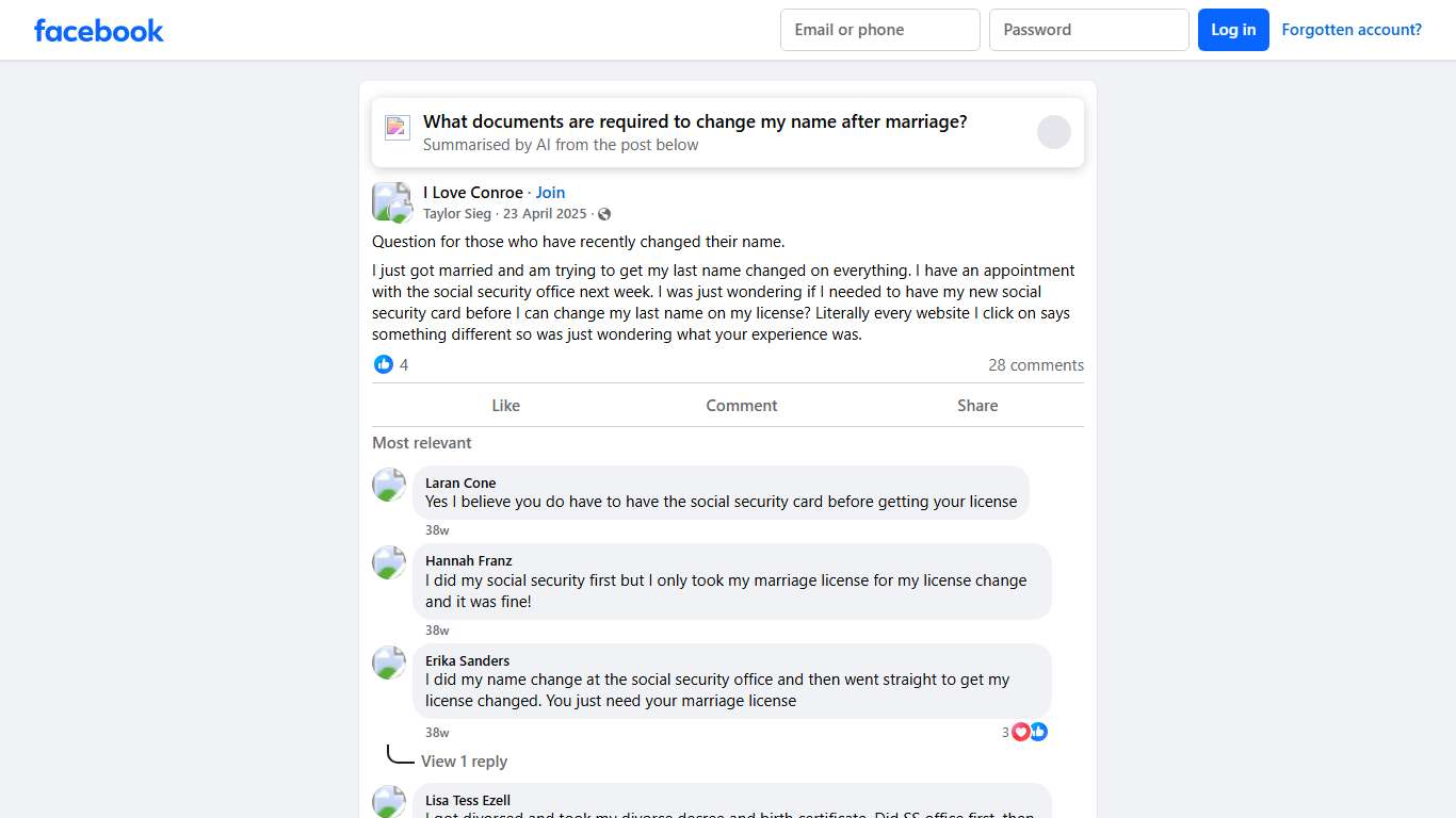I Love Conroe | Question for those who have recently changed their name | Facebook