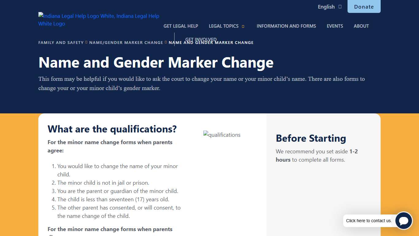 Name and Gender Marker Change – Indiana Legal Help